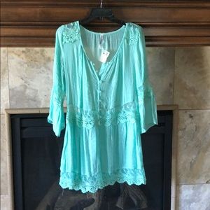 baby blue tunic/dress w/ lace